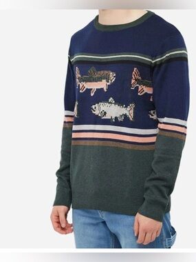 Kavu Men's Highline Jacquard Crew Knit in Go Fish